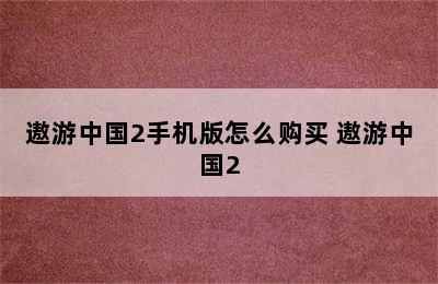 遨游中国2手机版怎么购买 遨游中国2